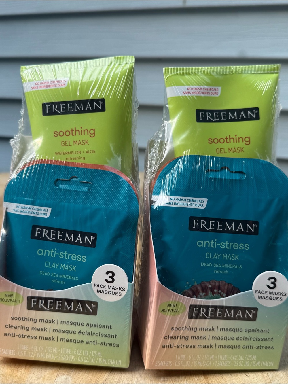 2-Freeman Soothing & Anti-Stress Face Mask Duo - Green & Teal